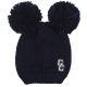 Knit Double Pom Hat (navy blue)